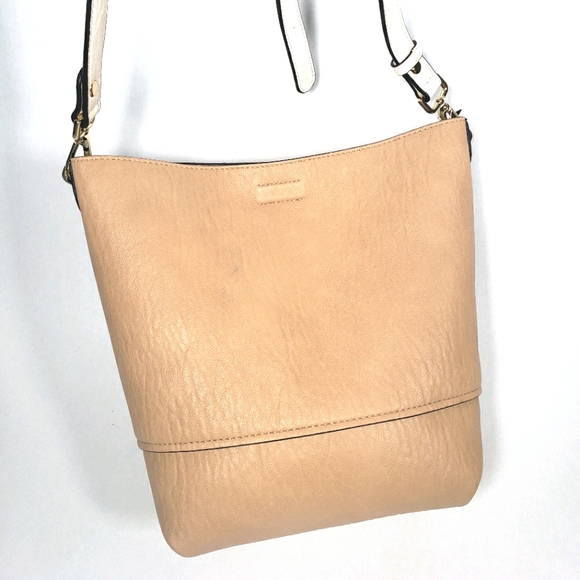 Calvin Klein Reversible Bucket Bag Purse White Tan - Picture 10 of 10